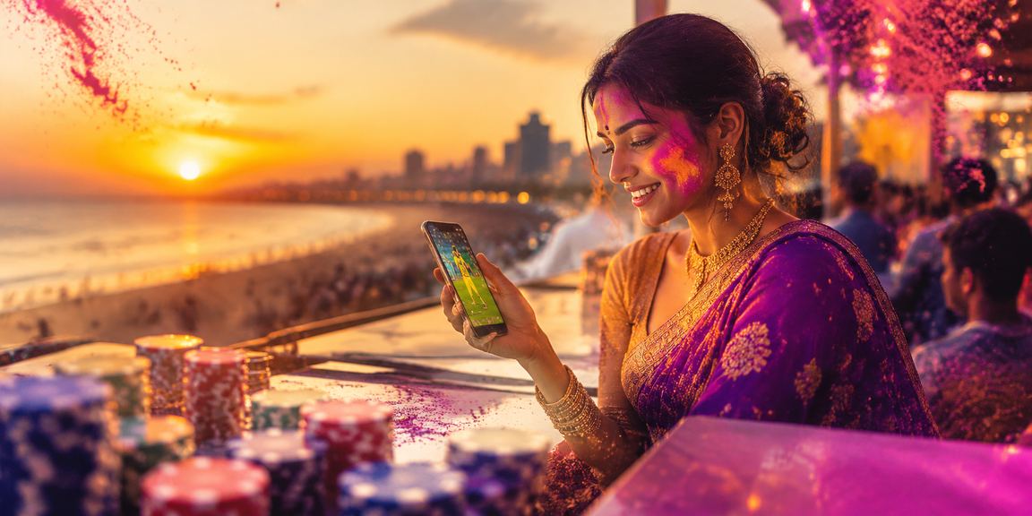 Cricket fan celebrating Holi festival in Chennai with bets Cricket fan celebrating Holi festival in Chennai with bets